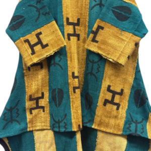 Home mudcloth high low top/dress, bogolanfini, mustard and teal